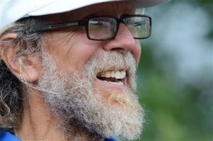 In this Aug. 26, 2013, photo is Craig Cobb, 61, in Leith, N.D. Cobb, 61, a self-described white supremacist, has purchased about a dozen lots in Leith and over the past year he has invited fellow white supremacists to move there and help him to transform the town of 16 people into a white enclave. No one has come, but the community is mobilizing to fight out of fear that Cobb could succeed, and the mayor has vowed to do whatever it takes to ensure Cobbs dream remains just that. (AP Photo/Kevin Cederstrom)